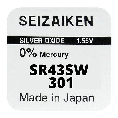 SEIZAIKEN by Seiko® 301 (SR43SW) Uhrenbatterie 1 Stück im Mini-Blister