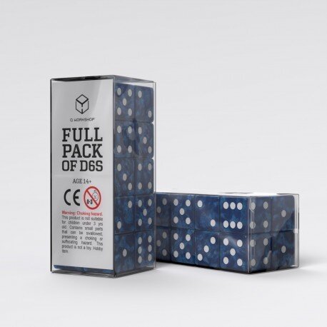 Full Pack of D6s: Cobalt&White