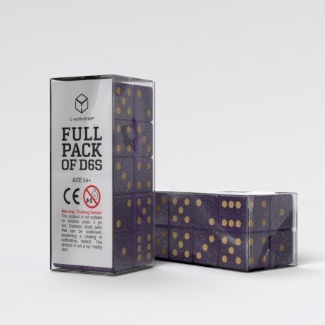 Full Pack of D6s: Shimmering Purple & Gold